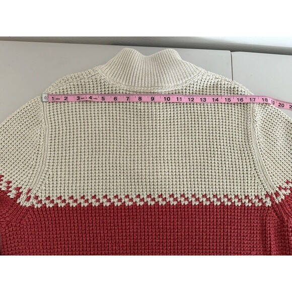 L.L.Bean 100% Organic Cotton Waffle Knit 1/4 Zip Pullover Sweater Men Size L - Picture 6 of 9